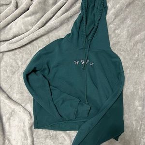 Brand New! Dark Green Hollister Cropped Hoodie